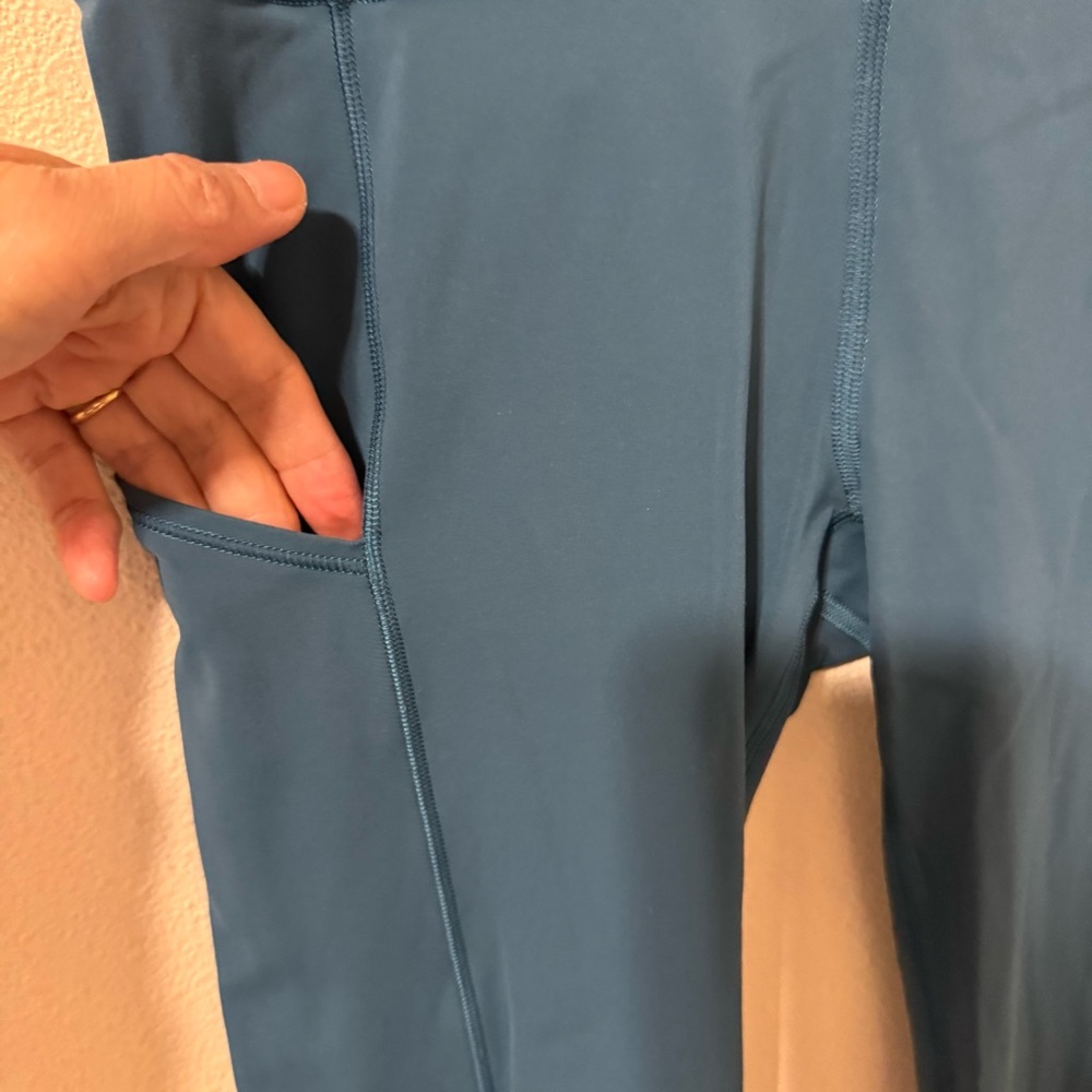 Lululemon Fast & Free 7/8 Tight II Nulux 25" Carbon Blue Pockets Running Gym-6 - Picture 6 of 8